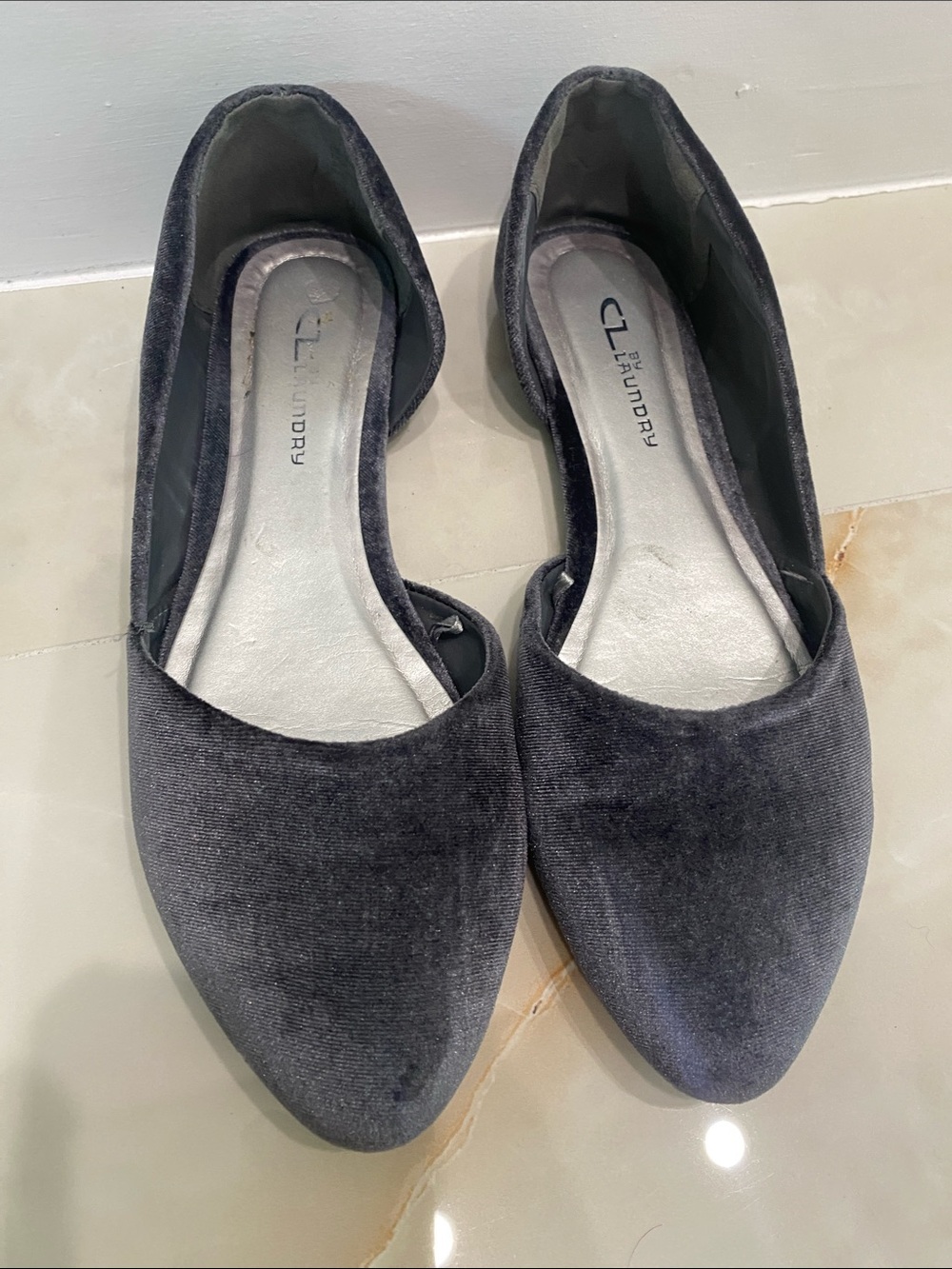 CL by Laundry Charcoal Velvet Pointed Flats